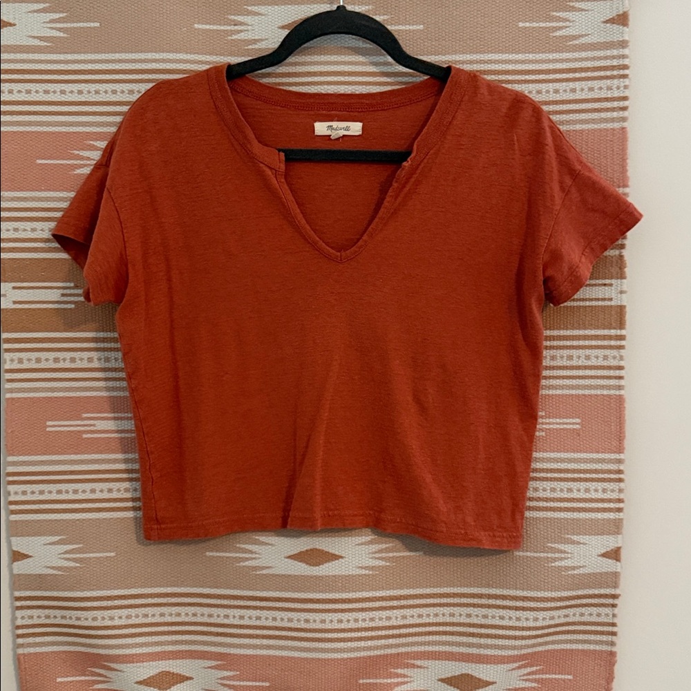 Madewell Burnt Orange V-Neck Tee